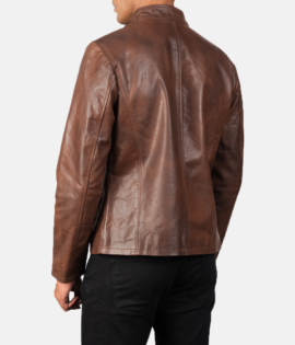 Mens Real Cowhide Leather Alex Distressed Burgundy Leather Jacket - JH0116