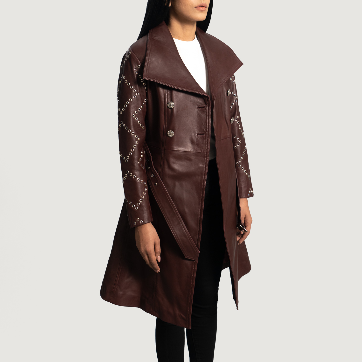 Womens Sheepskin Leather Nexi Quilted Maroon Leather Jacket - JH0074