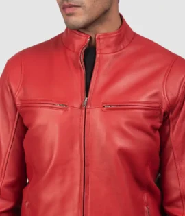 Mens Real Sheepskin Leather Ionic Green Leather Biker Jacket - JH0118