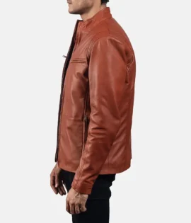 Mens Real Sheepskin Leather Ionic Green Leather Biker Jacket - JH0118