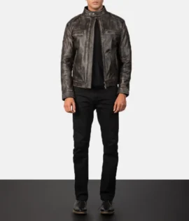 Mens Real Sheepskin Leather Gatsby Green Leather Biker Jacket - JH0119