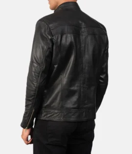 Mens Real Goatskin Leather Mack Black Leather Biker Jacket - JH0130