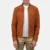 Mens Real Goatskin Leather Blain Brown Suede Bomber Jacket - JH0142