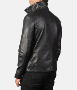 Mens Columbus Black Leather Bomber Jacket - JH0139