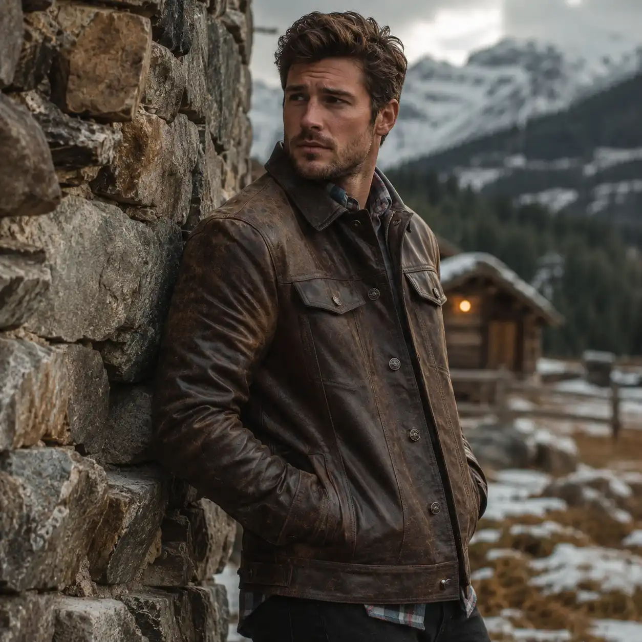 Men's Full Grain Goat Leather Brown Leather Jacket