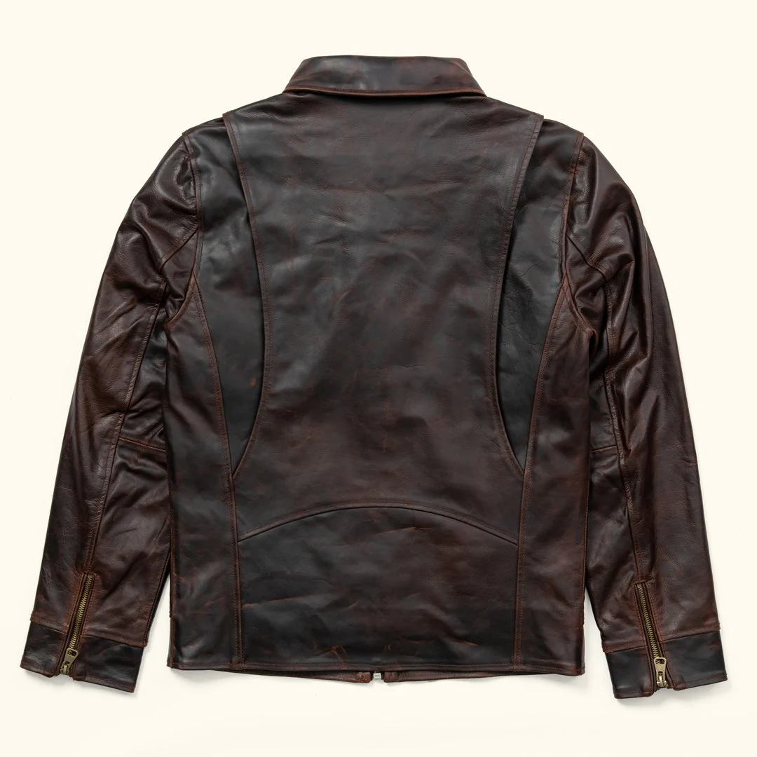 Men's Full Grain Cow Leather Brown Leather Jacket